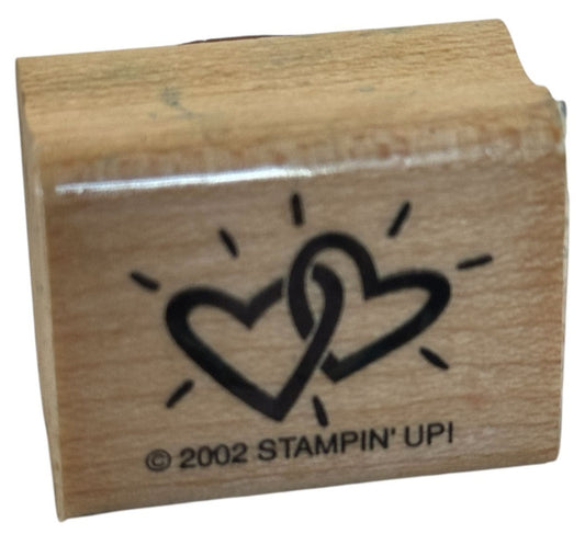 Stampin Up Wood Rubber Stamp Linked Hearts Anniversary Card Making Wedding Love