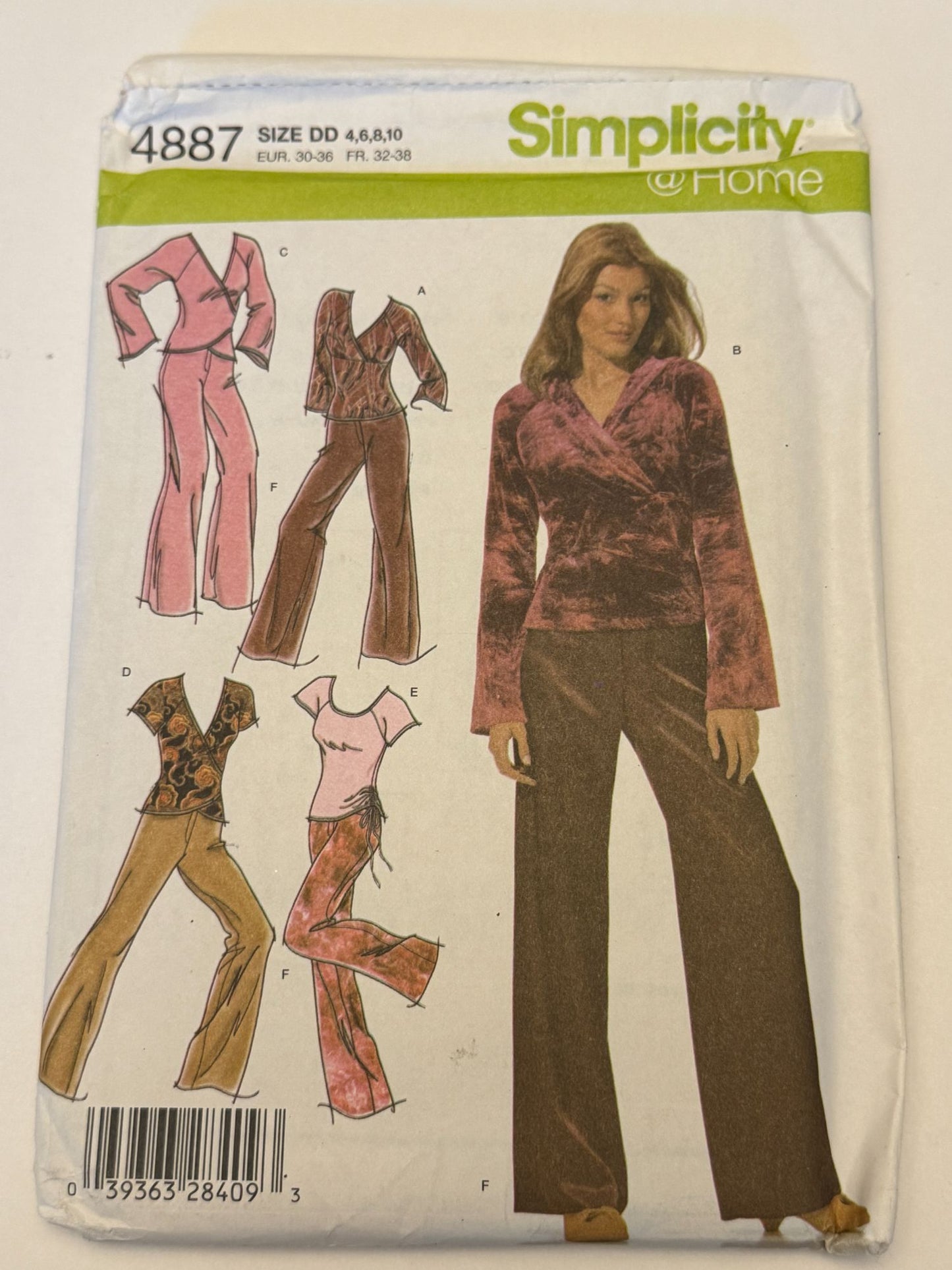 Simplicity Sewing Pattern 4887 Wrap Top Pants Y2K Loungewear Size 4 6 8 10 Uncut
