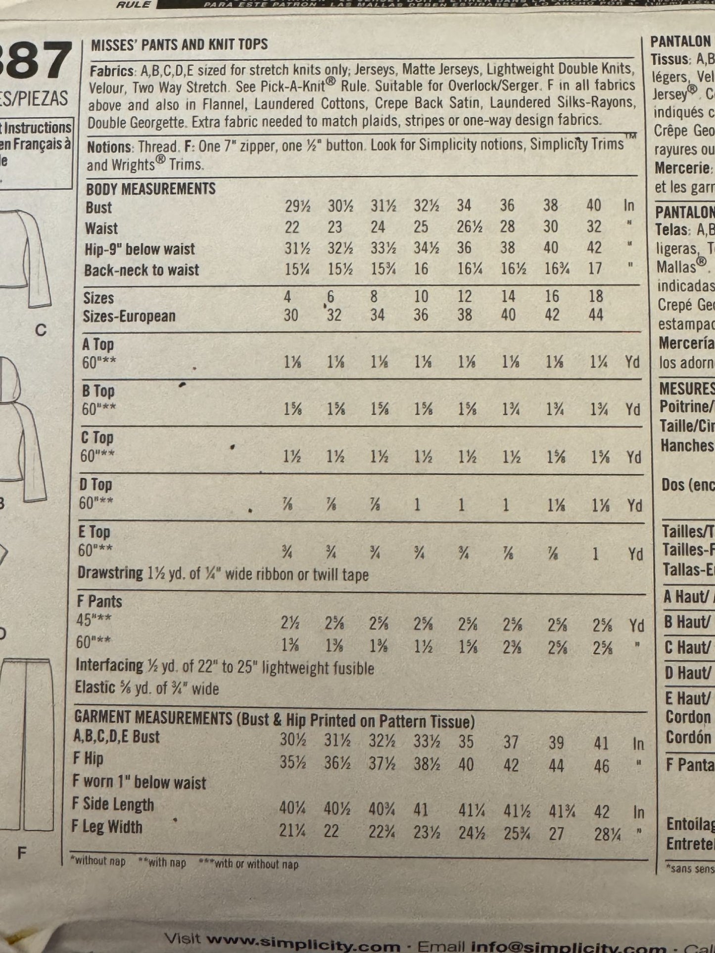 Simplicity Sewing Pattern 4887 Wrap Top Pants Y2K Loungewear Size 4 6 8 10 Uncut