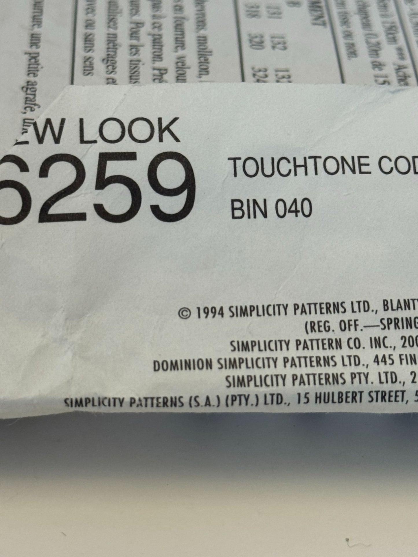 New Look Sewing Pattern 6259 Swing Coat Full Length Winter 6-18 Simplicity Uncut