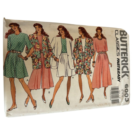 Butterick Sewing Pattern 6003 Jacket Top Split Skirt Easy Summer UC 12 14 16