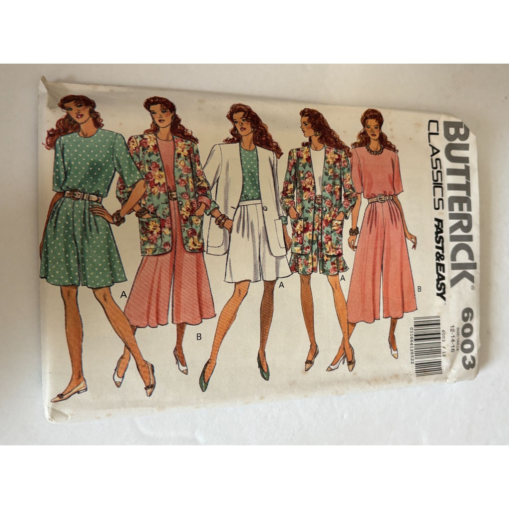 Butterick Sewing Pattern 6003 Jacket Top Split Skirt Easy Summer UC 12 14 16