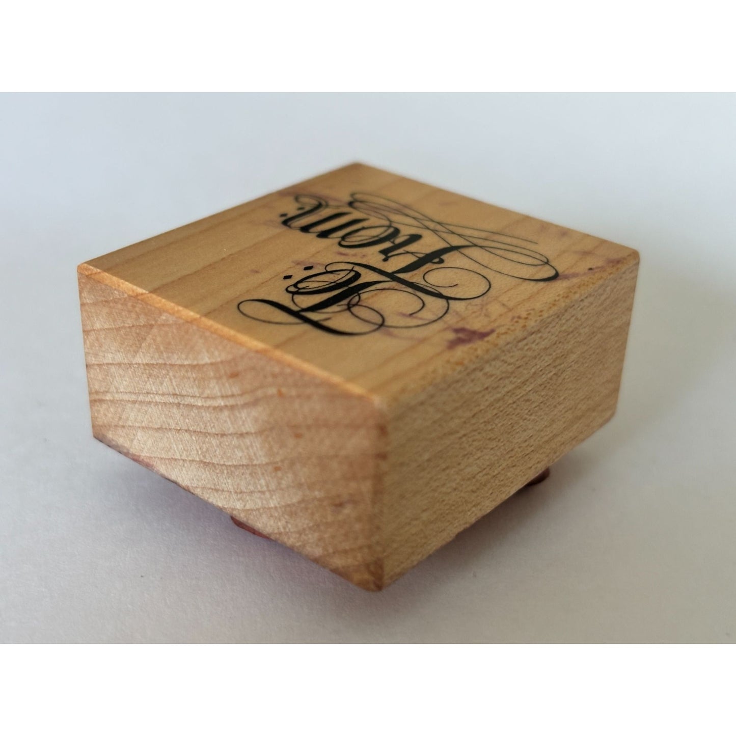 PSX To From Rubber Stamp Fancy Script Gift Tag Cardmaking Christmas Present Wood Mounted Vintage