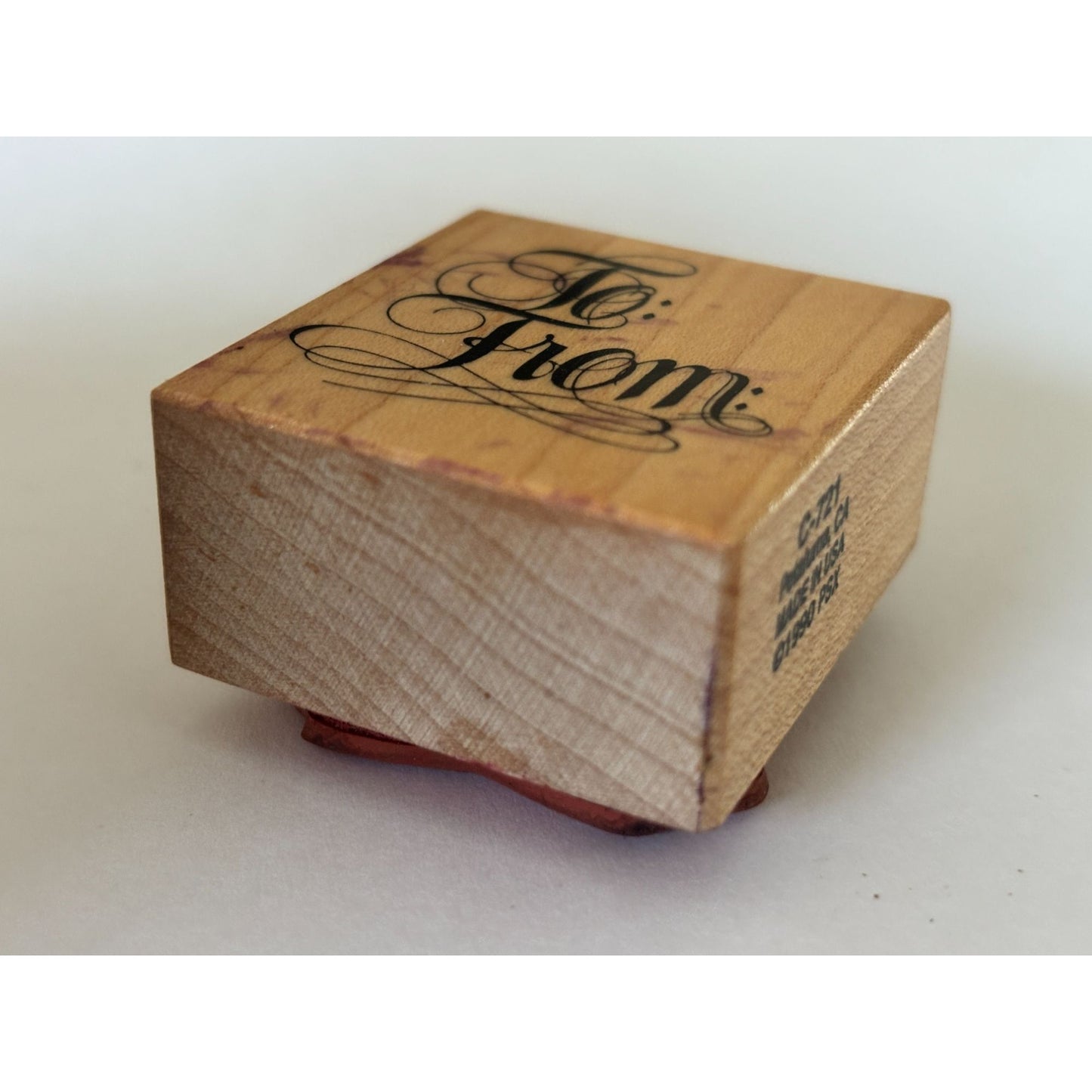 PSX To From Rubber Stamp Fancy Script Gift Tag Cardmaking Christmas Present Wood Mounted Vintage