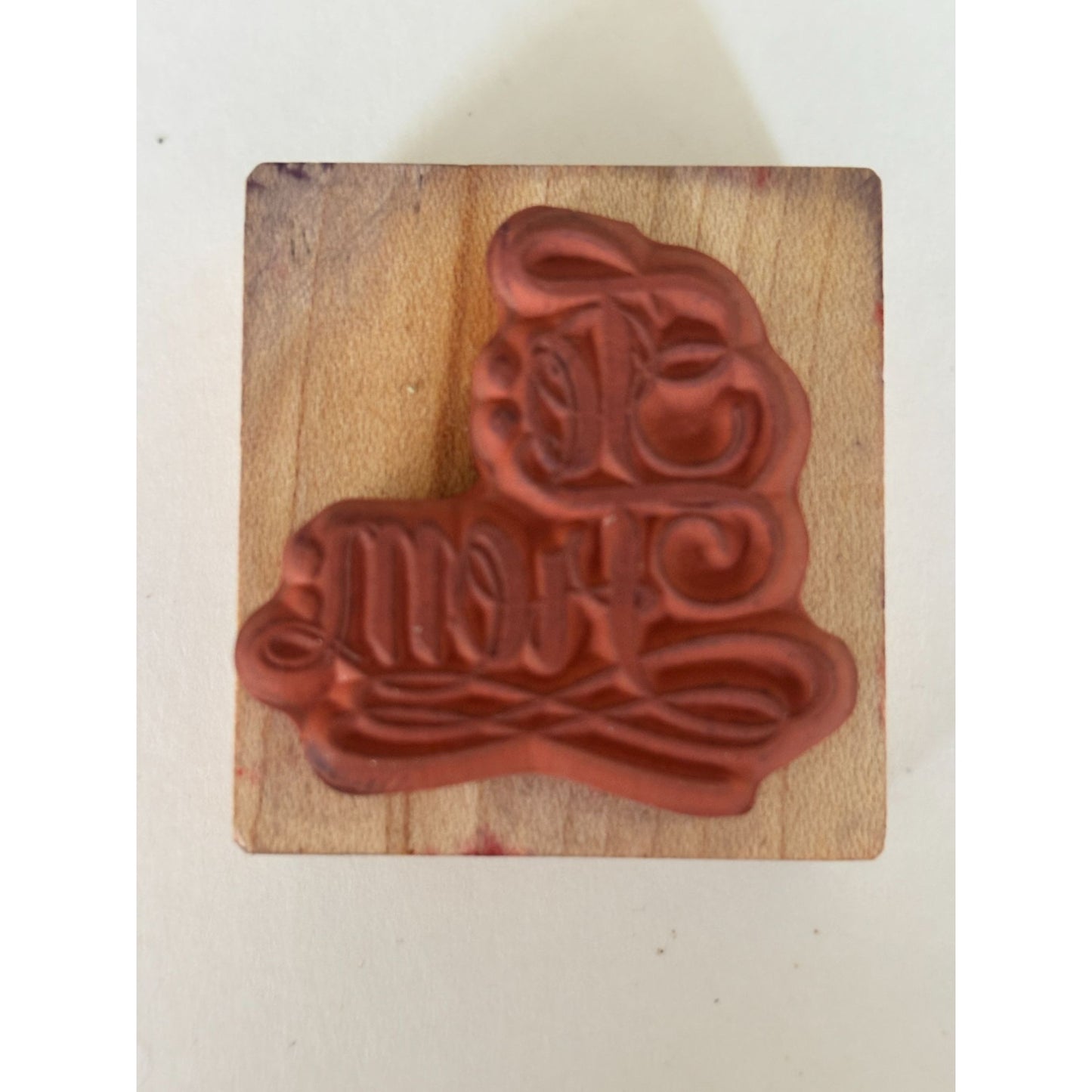 PSX To From Rubber Stamp Fancy Script Gift Tag Cardmaking Christmas Present Wood Mounted Vintage