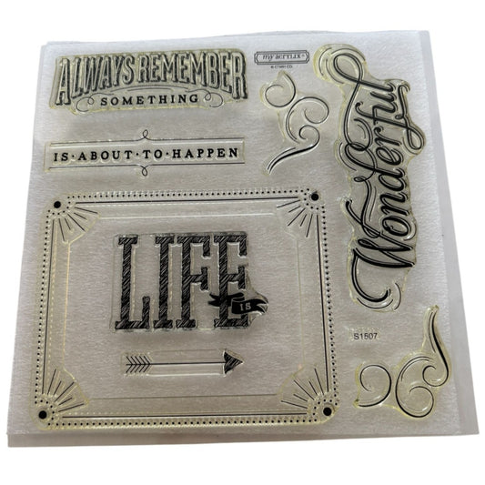 CTMH Acrylic Stamps Set Life is Wonderful Inspirational Card Making Words S1507