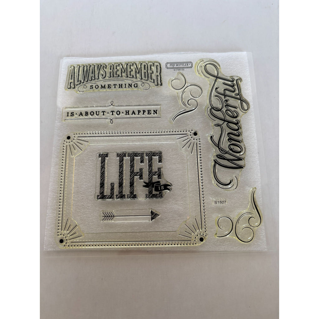 CTMH Acrylic Stamps Set Life is Wonderful Inspirational Card Making Words S1507