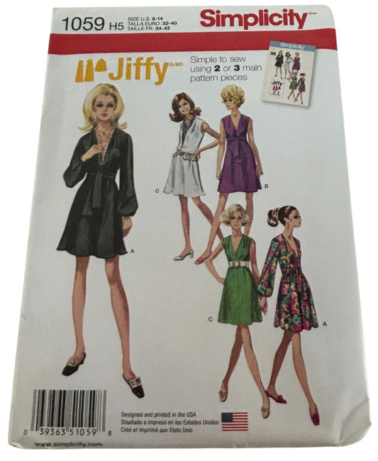 Simplicity Sewing Pattern 1059: Misses' Dress and Sash or Scarf