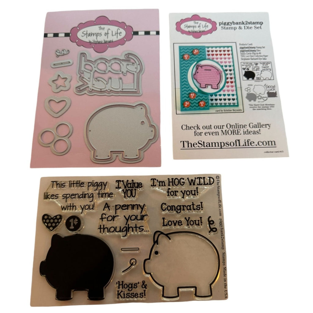 The Stamps Of Life Piggy Bank Pig Penny for your Thoughts Funny Hogs and Kisses