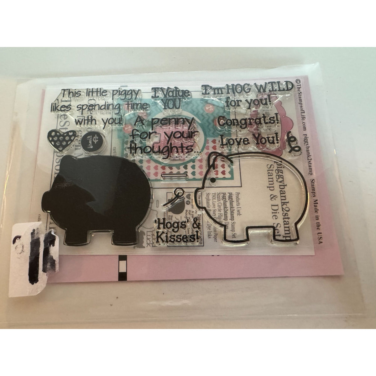 The Stamps Of Life Piggy Bank Pig Penny for your Thoughts Funny Hogs and Kisses
