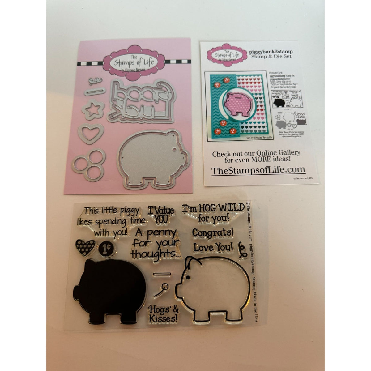 The Stamps Of Life Piggy Bank Pig Penny for your Thoughts Funny Hogs and Kisses