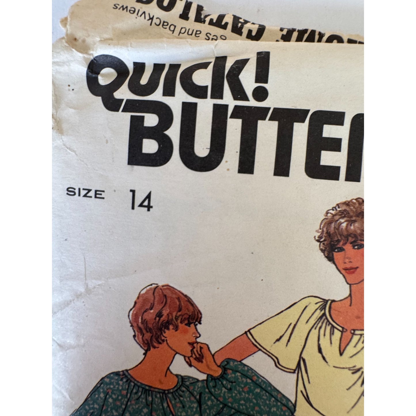 Vintage 80s Knit Dress Sewing Pattern Butterick 6052 Elastic Waist Easy 14 Uncut