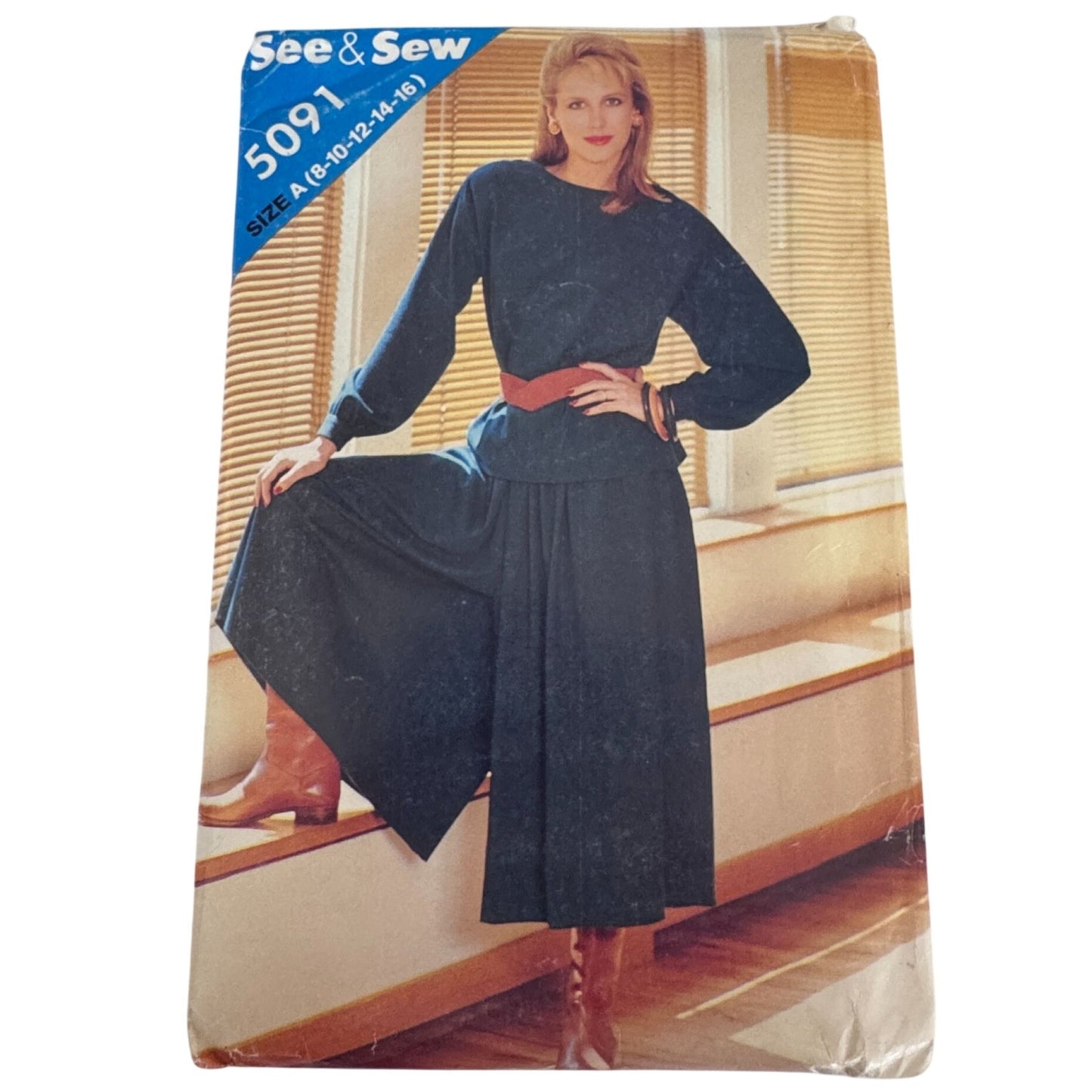 Butterick Sewing Pattern 5091 Top Culottes 1980s Outfit Vintage Casual 8-16 Uncut