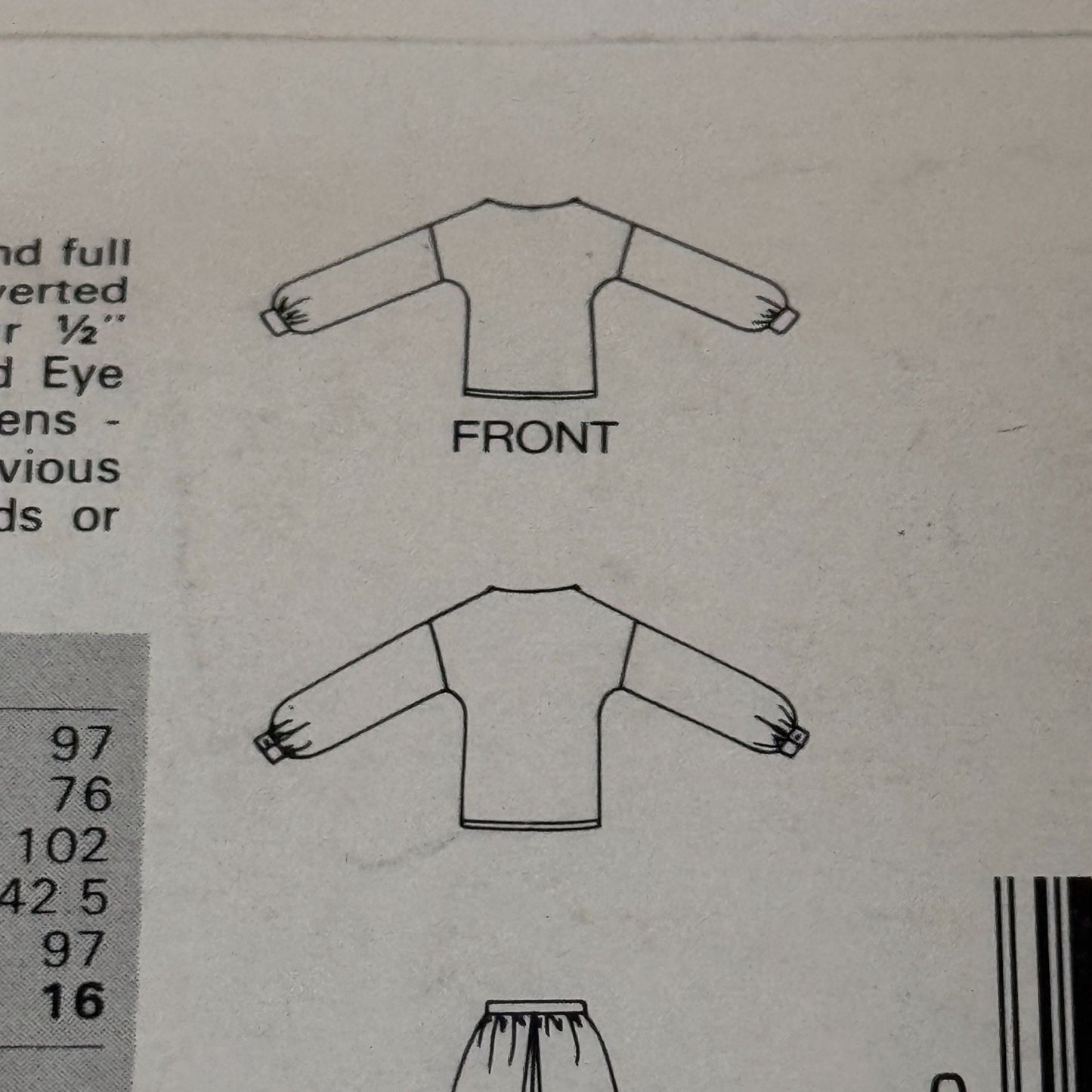Butterick Sewing Pattern 5091 Top Culottes 1980s Outfit Vintage Casual 8-16 Uncut