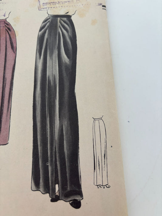 Vogue Sewing Pattern 6502 Vintage Skirt 28 Inch Waist 1948 1940s