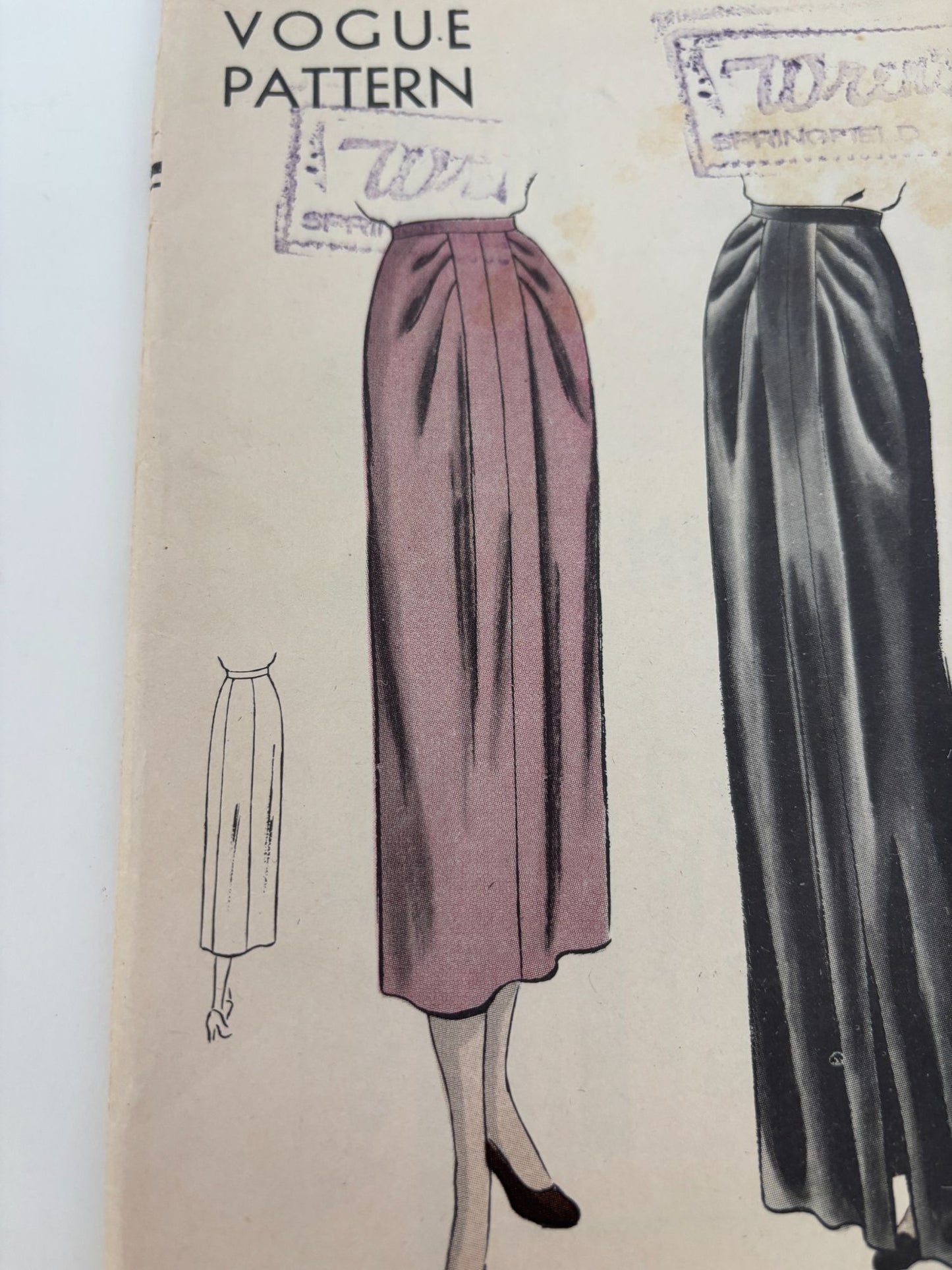 Vogue Sewing Pattern 6502 Vintage Skirt 28 Inch Waist 1948 1940s