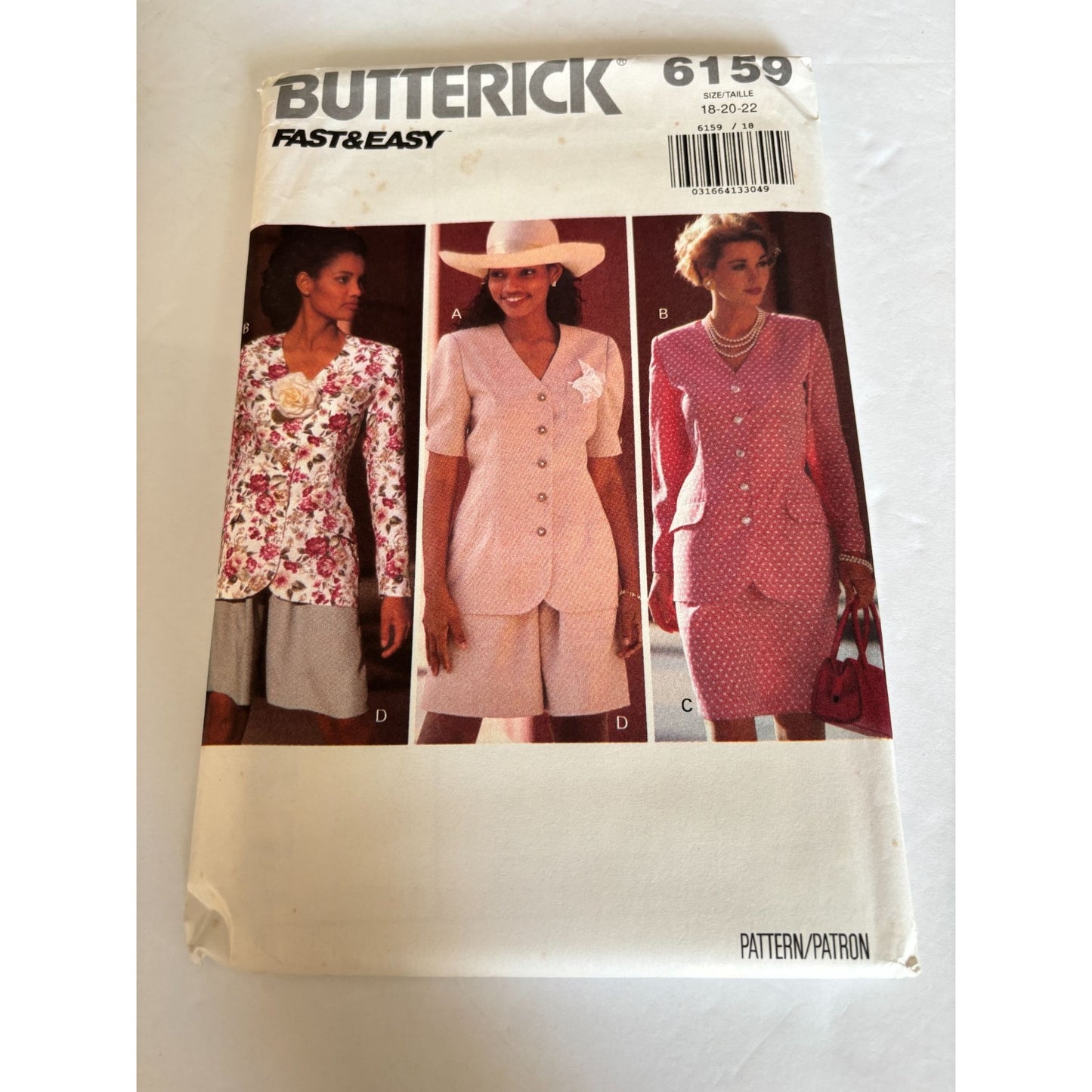 Butterick Sewing Pattern 6159 Top Skirt Shorts Career Suit Work Easy UC 18 20 22