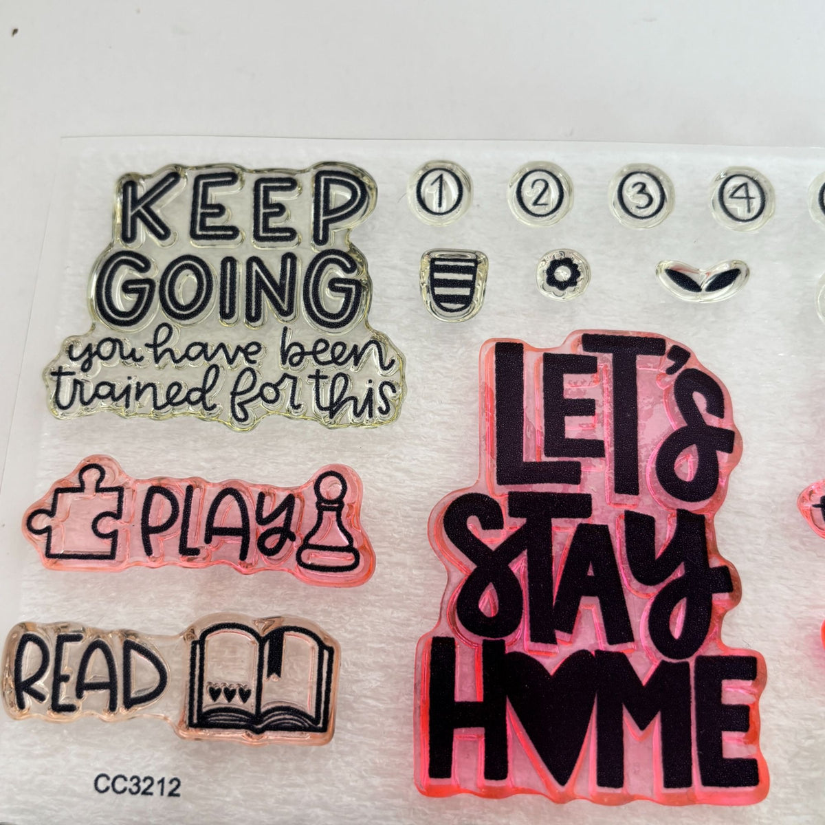 CTMH My Acrylix Acrylic Stamps Lets Stay Home Play Chess Introvert Read CC3212 Set