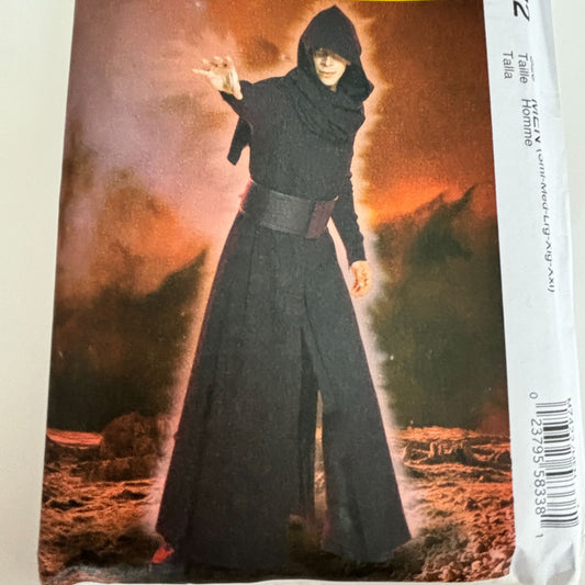 McCalls Sewing Pattern M7422 Mens Hooded Robe Coat Fantasy Costume Medieval Cloak Surcoat Uncut