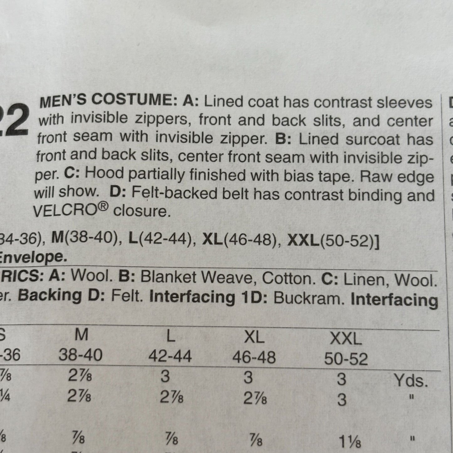 McCalls Sewing Pattern M7422 Mens Hooded Robe Coat Fantasy Costume Medieval Cloak Surcoat Uncut