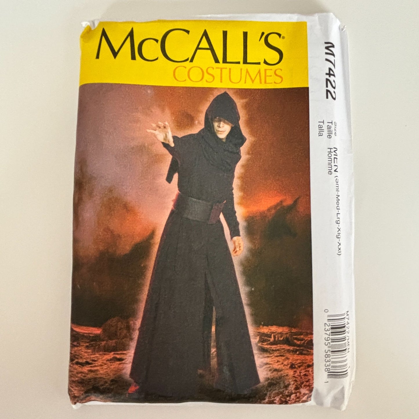 McCalls Sewing Pattern M7422 Mens Hooded Robe Coat Fantasy Costume Medieval Cloak Surcoat Uncut