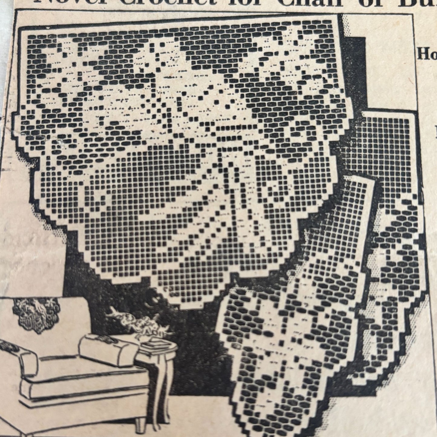 Vintage Crochet Pattern 6871 Alice Brooks Parrot Chair 1940s Filet Mail Order Newspaper