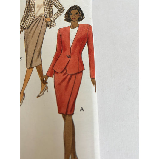 Butterick Sewing Pattern 6652 90s Power Suit Jacket Skirt Set Easy 12-16 Uncut