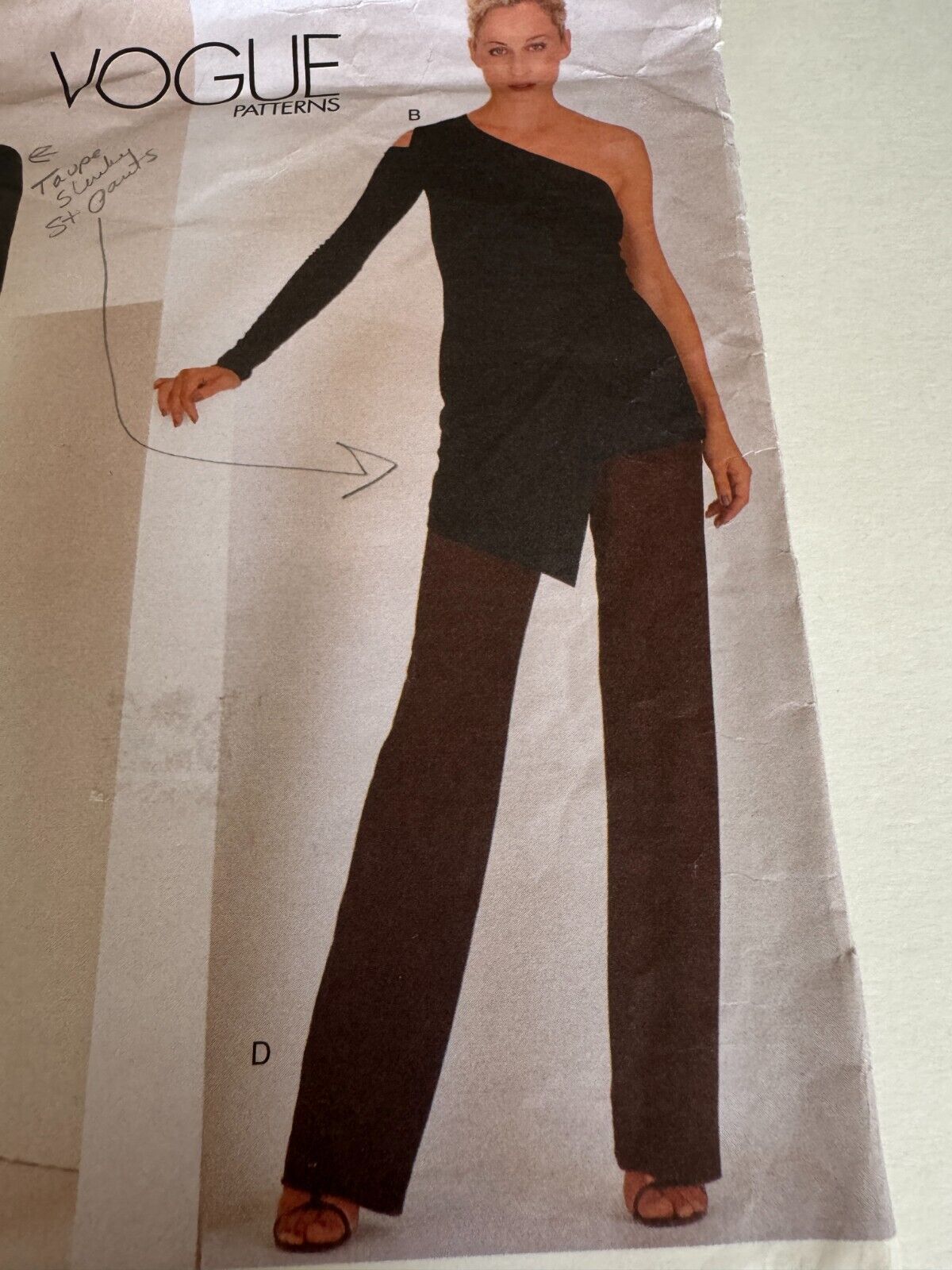Vogue 2064 Donna Karan Sewing Pattern 90s Minimalist Wrap Top Pants Designer DKNY Size 12-16 UNCUT
