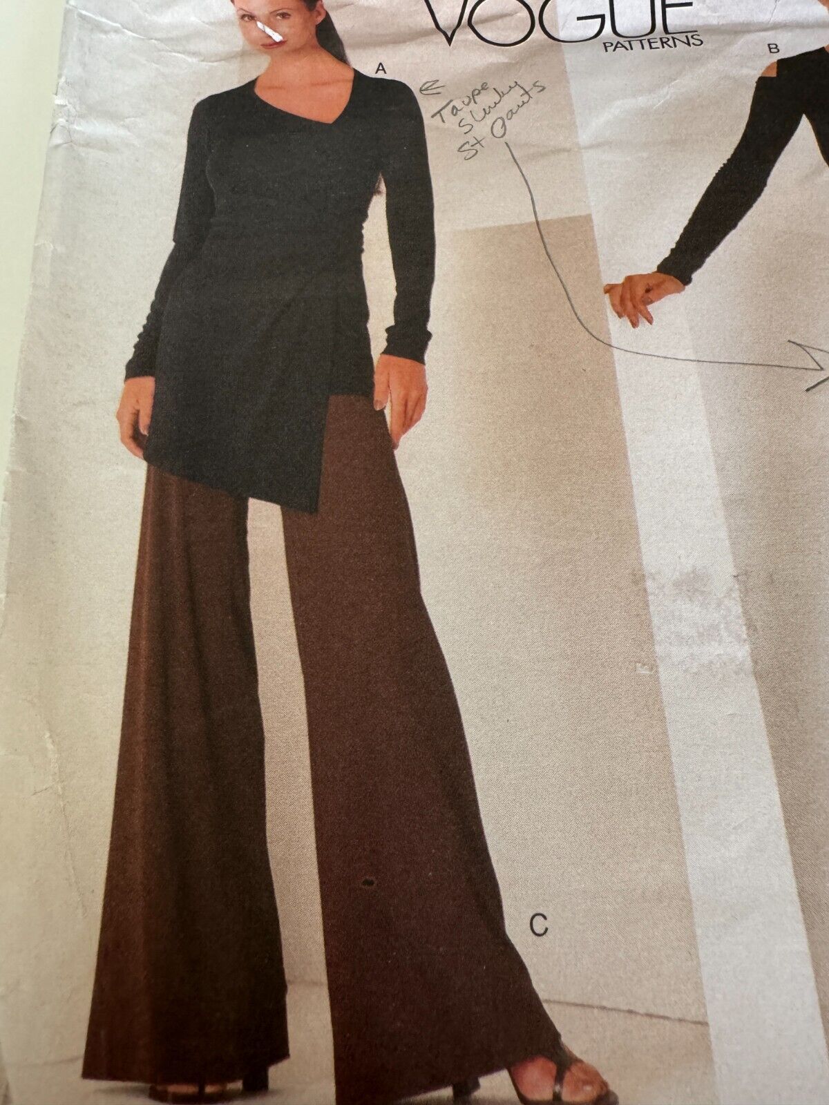Vogue 2064 Donna Karan Sewing Pattern 90s Minimalist Wrap Top Pants Designer DKNY Size 12-16 UNCUT