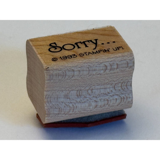 Stampin Up Rubber Stamp Sorry Apology Card Making Words Sentiment Wood Mounted