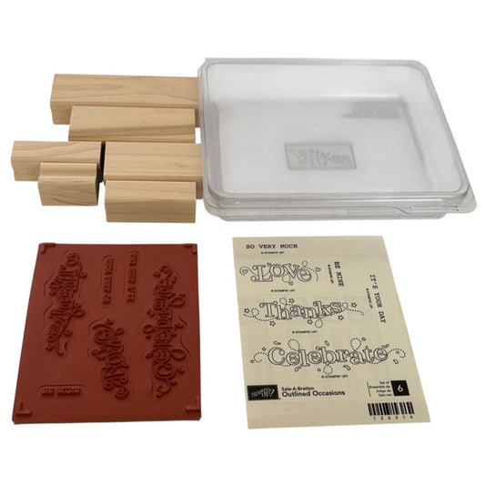 Stampin Up Rubber Stamp Set Outlined Occasions Be Mine Thanks Love Card Making