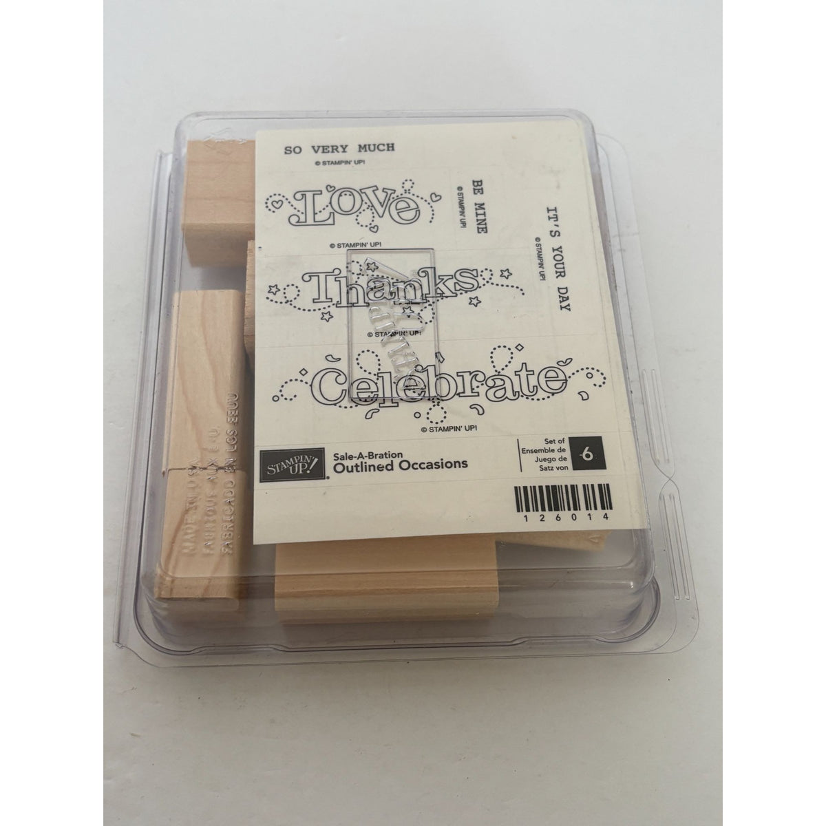 Stampin Up Rubber Stamp Set Outlined Occasions Be Mine Thanks Love Card Making