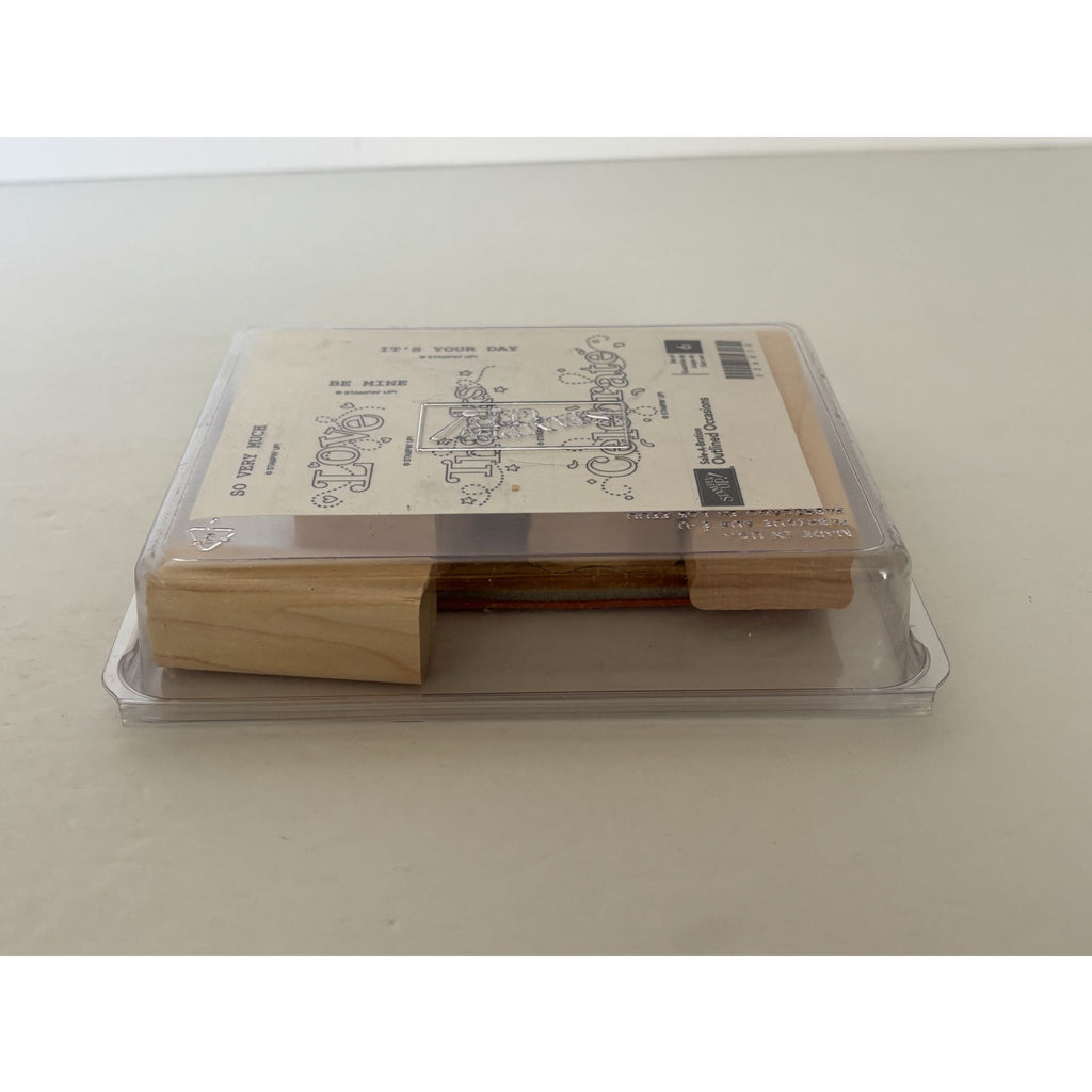 Stampin Up Rubber Stamp Set Outlined Occasions Be Mine Thanks Love Card Making