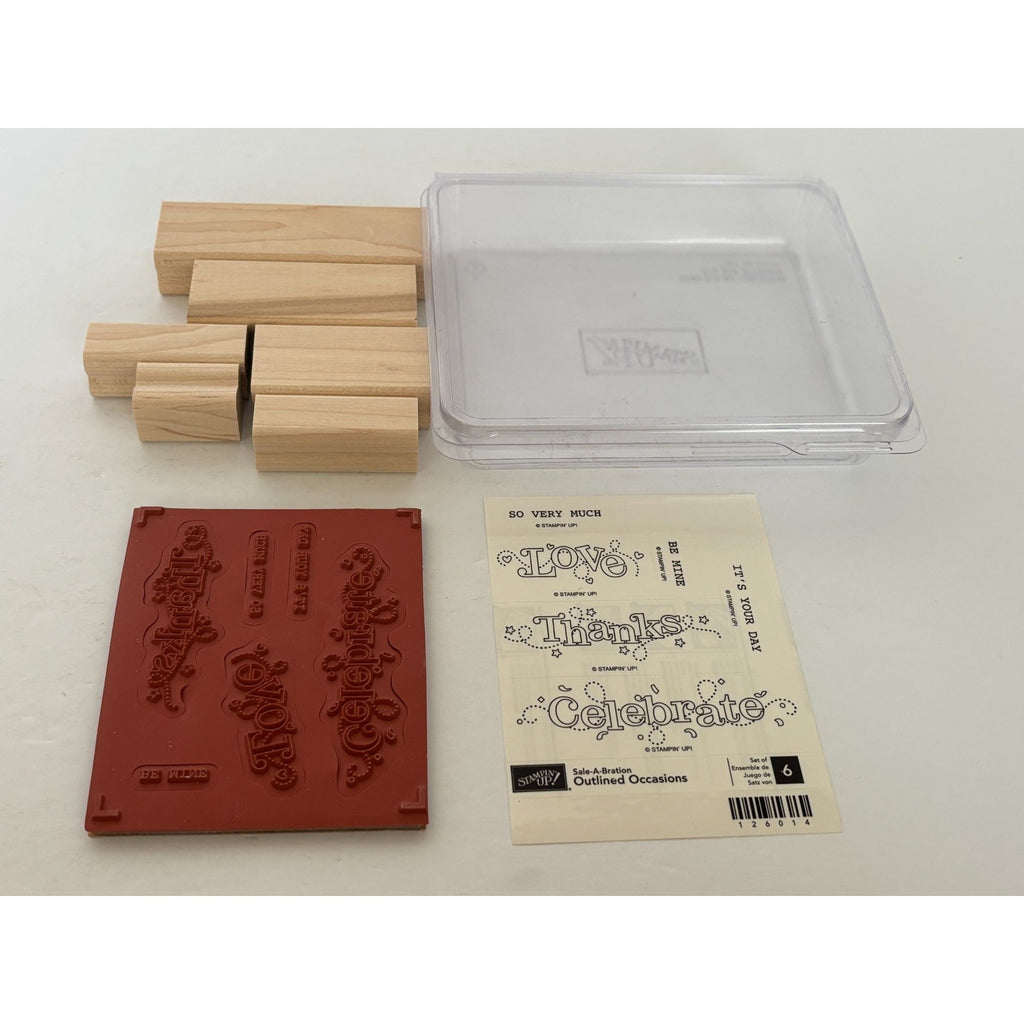 Stampin Up Rubber Stamp Set Outlined Occasions Be Mine Thanks Love Card Making