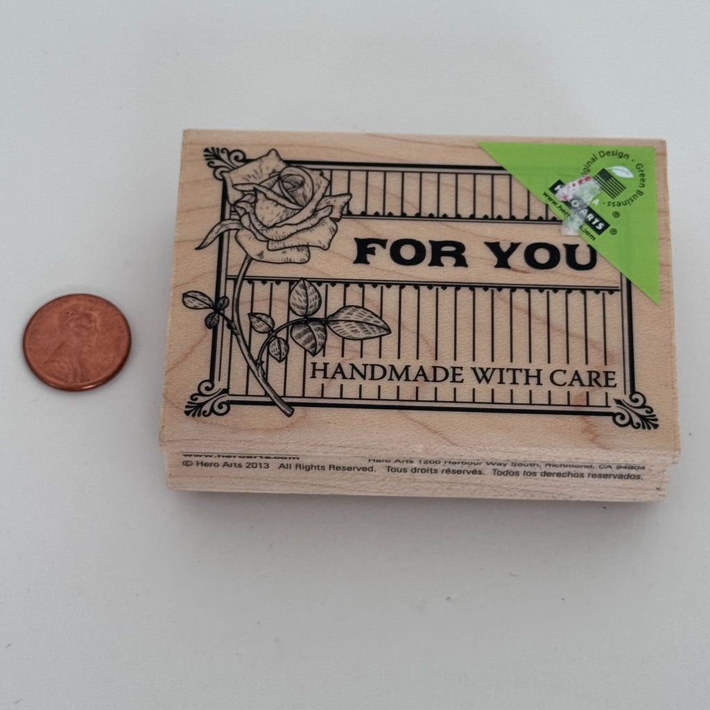 Hero Arts Rubber Stamp For You Handmade with Care Gift Card Maker Crafter Rose