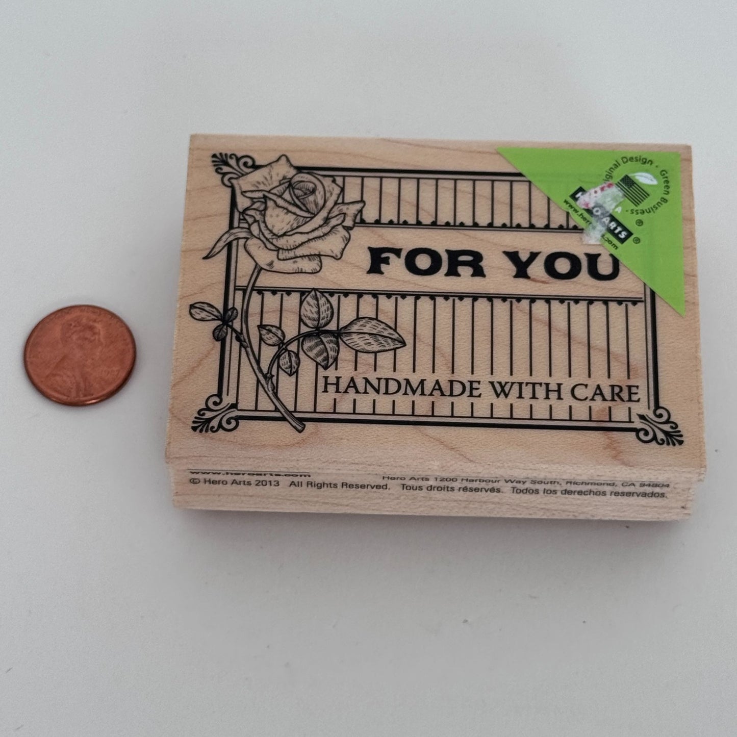 Hero Arts Rubber Stamp For You Handmade with Care Gift Card Maker Crafter Rose