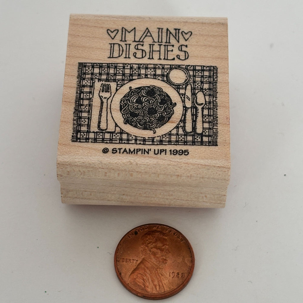 Stampin Up Rubber Stamp Main Dishes Food Kitchen Cooking Recipe Label Card Making