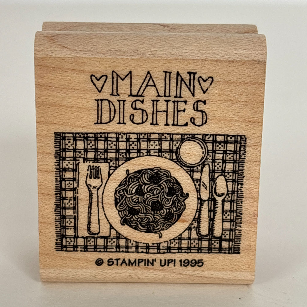 Stampin Up Rubber Stamp Main Dishes Food Kitchen Cooking Recipe Label Card Making