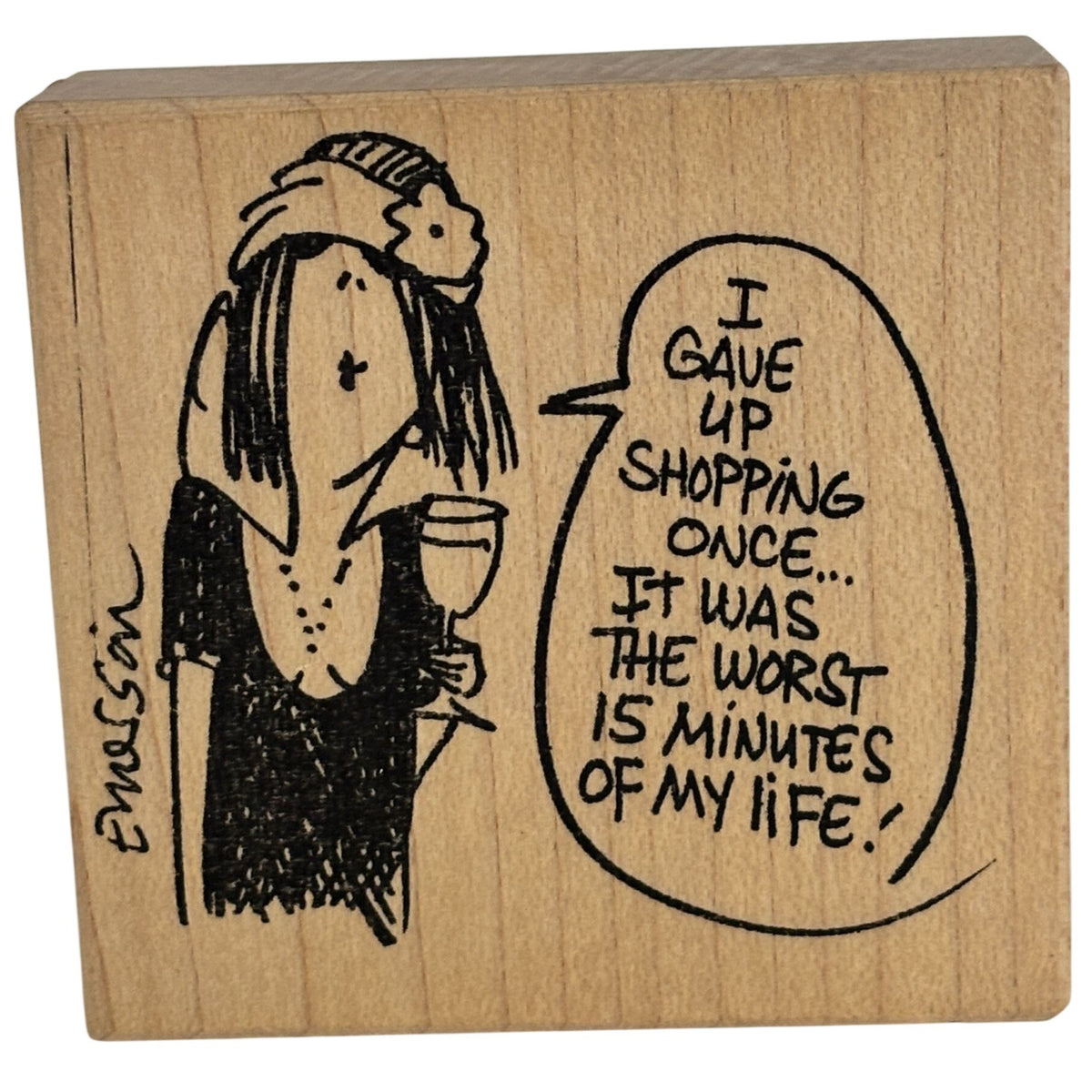 American Art Stamp Rubber Stamp Shopping Humor Funny Emerson Quillin Cardmaking Words Wine Drink