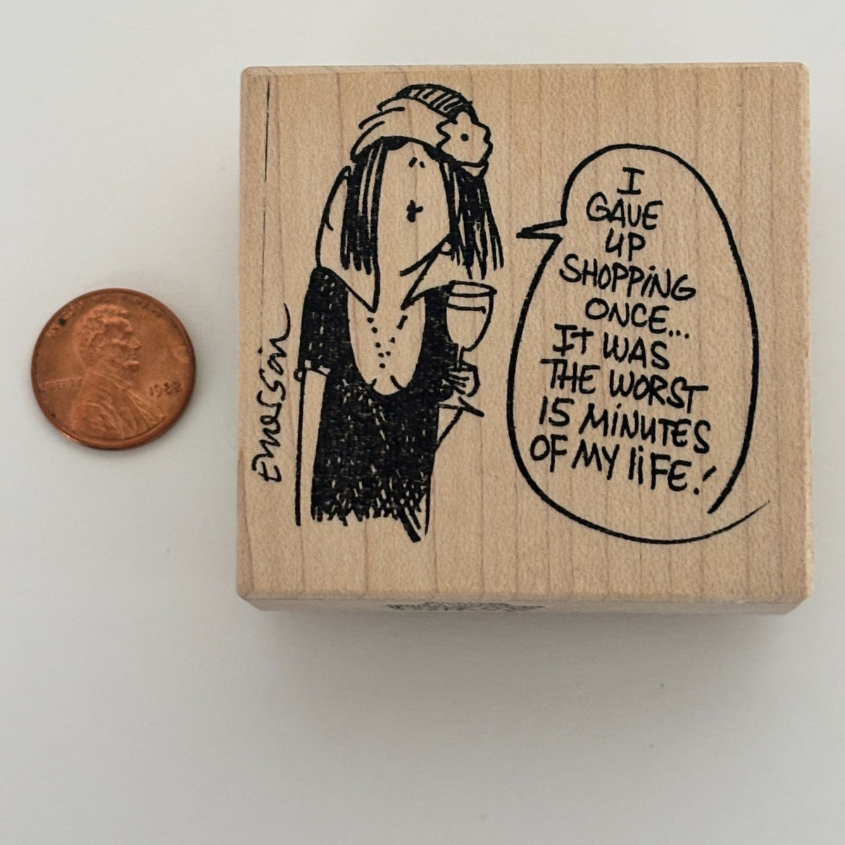 American Art Stamp Rubber Stamp Shopping Humor Funny Emerson Quillin Cardmaking Words Wine Drink