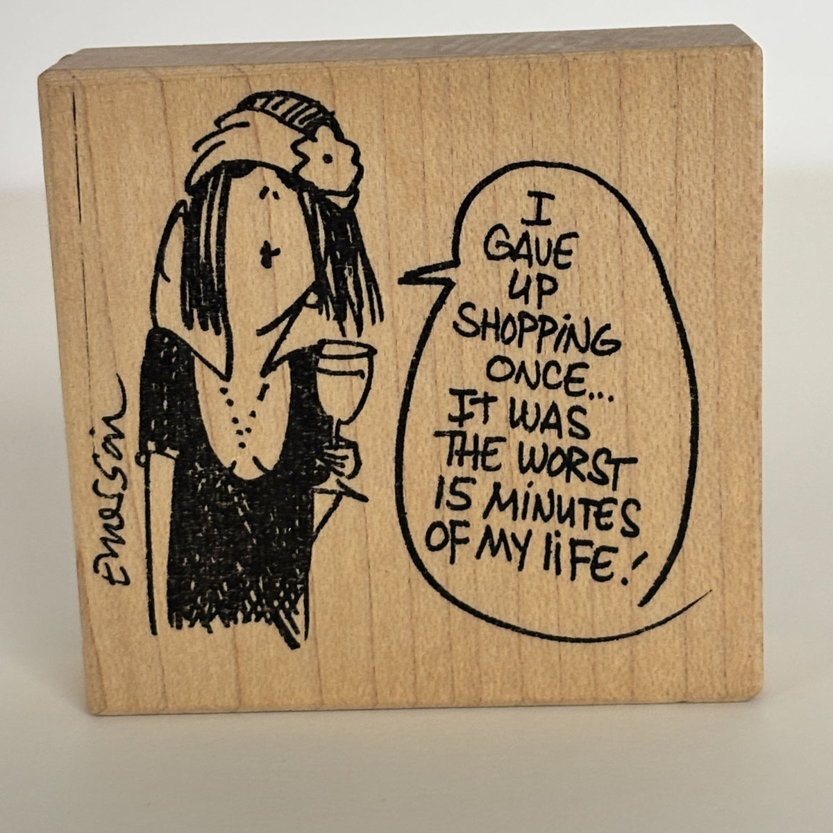 American Art Stamp Rubber Stamp Shopping Humor Funny Emerson Quillin Cardmaking Words Wine Drink