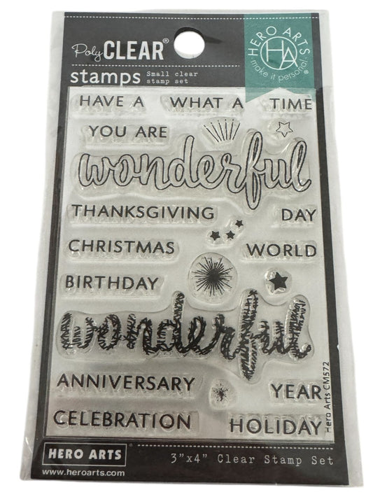 Hero Arts Clear Stamp Set Wonderful Sentiments Thanksgiving Anniversary Holiday