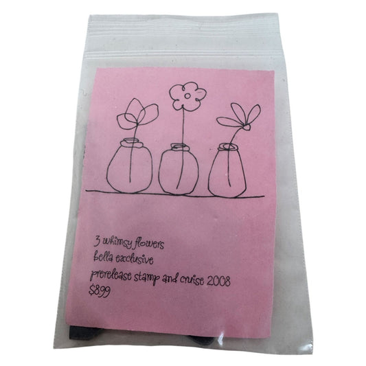 Stamping Bella Rubber Stamp 3 Whimsy Flowers Vases Whimsical Spring Card Making