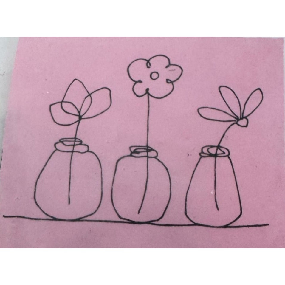 Stamping Bella Rubber Stamp 3 Whimsy Flowers Vases Whimsical Spring Card Making