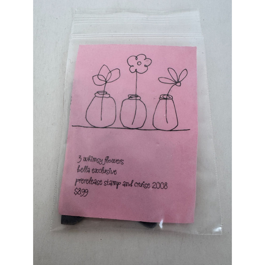 Stamping Bella Rubber Stamp 3 Whimsy Flowers Vases Whimsical Spring Card Making