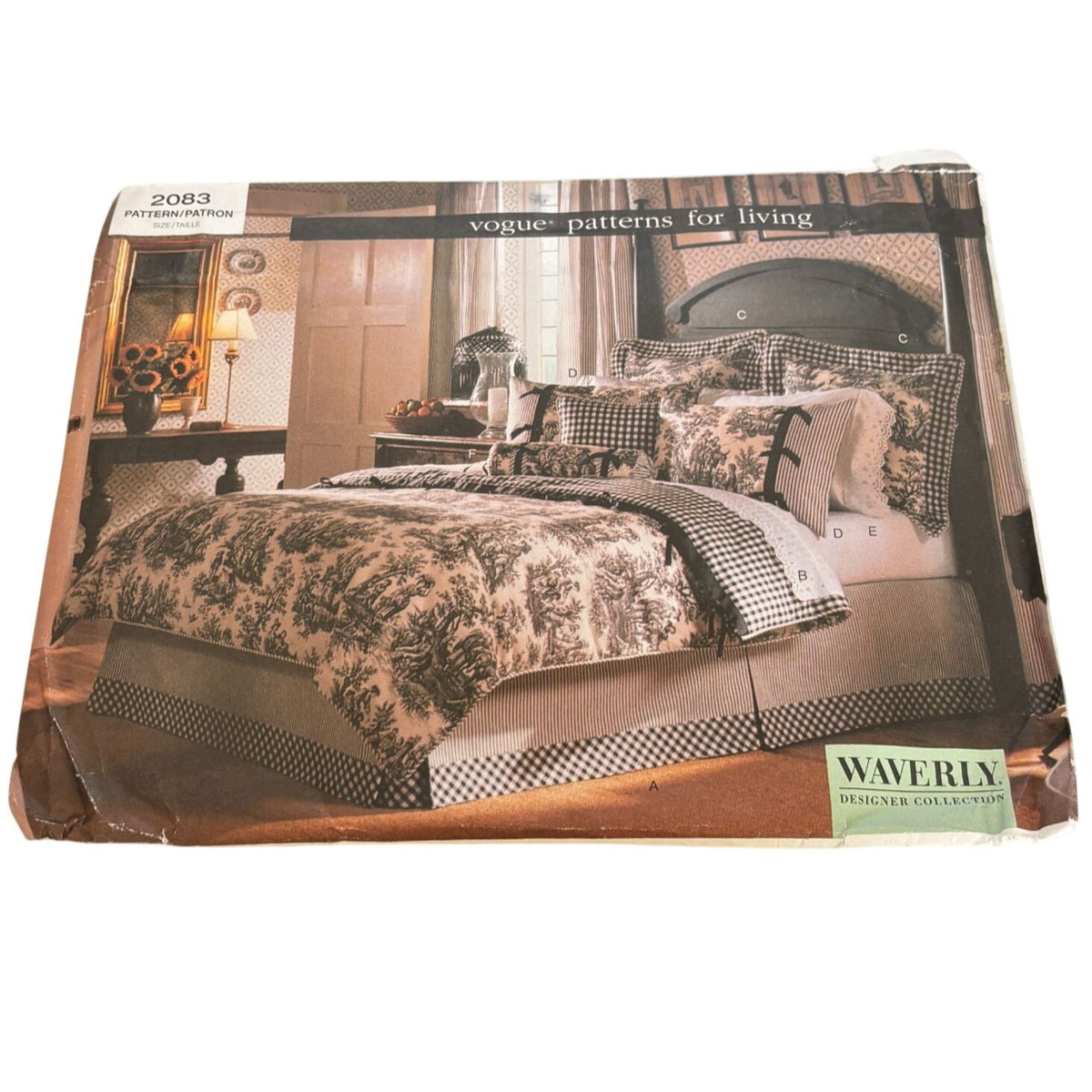 Vogue Sewing Pattern 2083 Waverly Toile Bedding Grandmillennial English Country Decor Bedroom