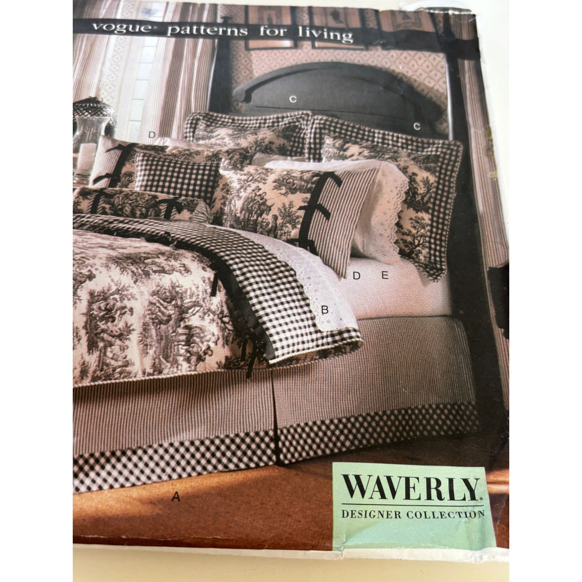Vogue Sewing Pattern 2083 Waverly Toile Bedding Grandmillennial English Country Decor Bedroom