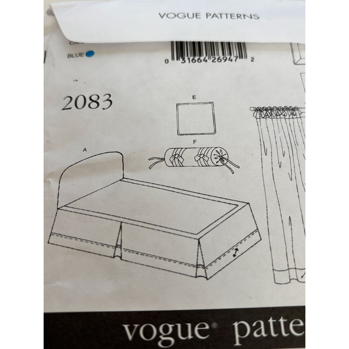 Vogue Sewing Pattern 2083 Waverly Toile Bedding Grandmillennial English Country Decor Bedroom
