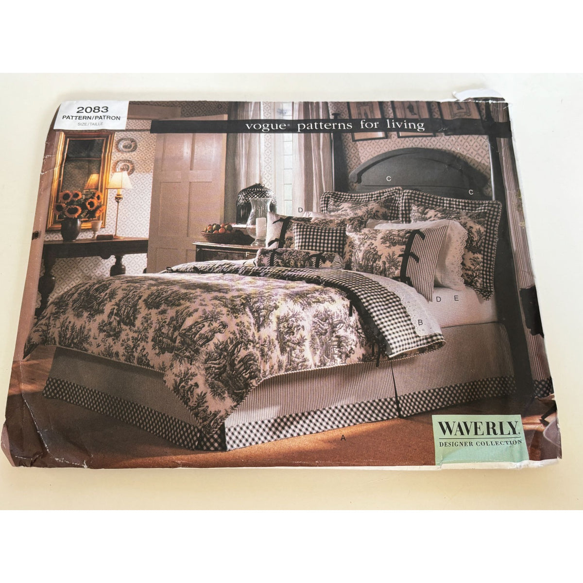 Vogue Sewing Pattern 2083 Waverly Toile Bedding Grandmillennial English Country Decor Bedroom