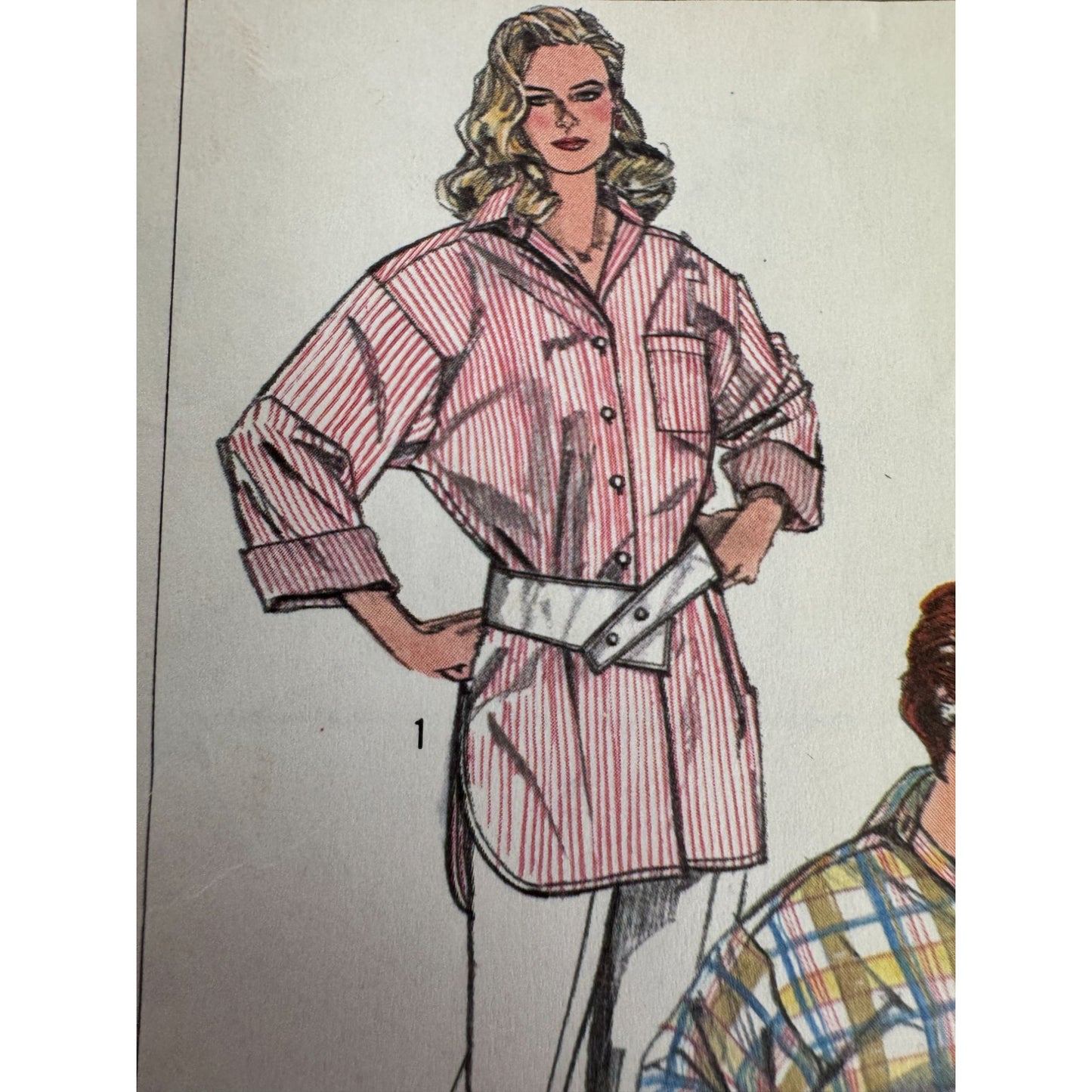 Simplicity Sewing Pattern 7303 Oversized Front Button Shirt Easy to Sew UC 1980s